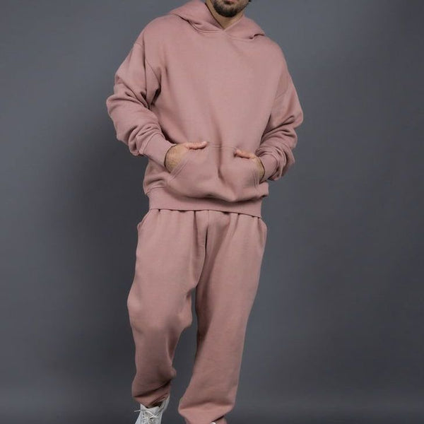 ONVTTO - Unisex Thickened Fleece Hoodie and Pants Set in Solid Color