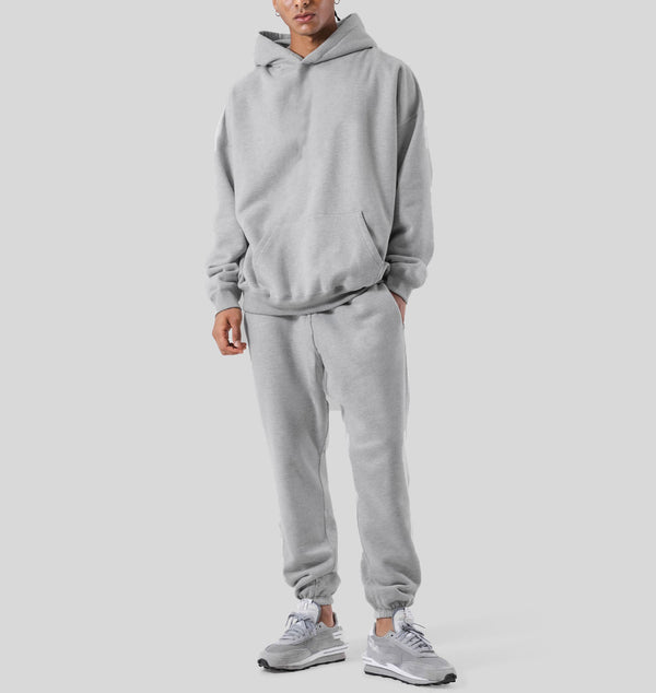 ONVTTO - Unisex Thickened Fleece Hoodie and Pants Set in Solid Color