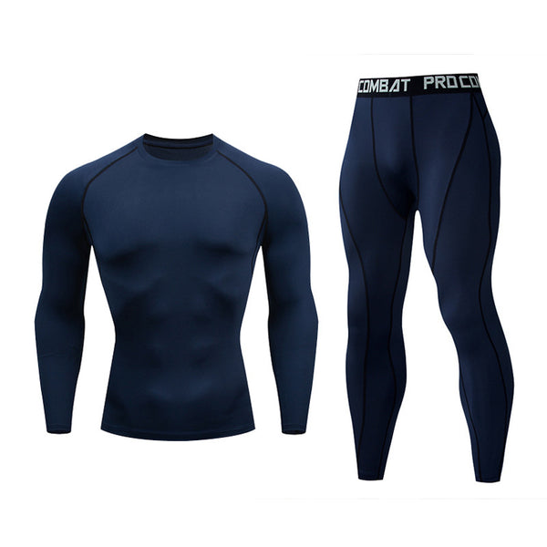 Onvtto - 2 pcs  Long Cool Dry Compression Wear Sweatsuit Set Sportswear Baselayer Top Bottoms