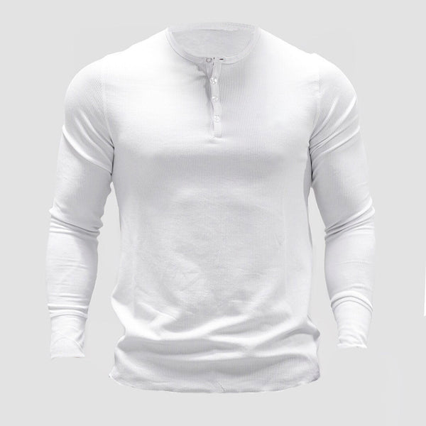 ONVTTO - Men's Sports T-Shirt 1/4 Button Long Sleeve Fitness Training Top