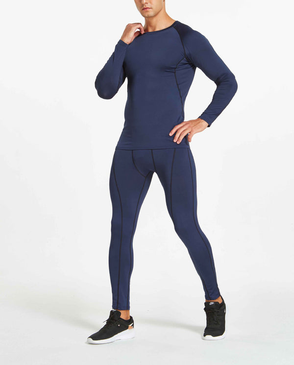 Onvtto - 2 pcs  Long Cool Dry Compression Wear Sweatsuit Set Sportswear Baselayer Top Bottoms