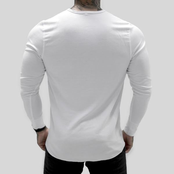 ONVTTO - Men's Sports T-Shirt 1/4 Button Long Sleeve Fitness Training Top