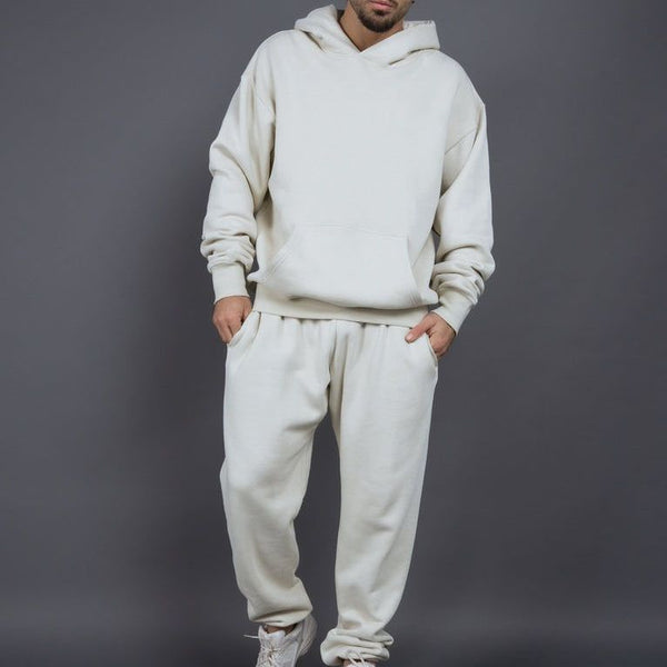 ONVTTO - Unisex Thickened Fleece Hoodie and Pants Set in Solid Color