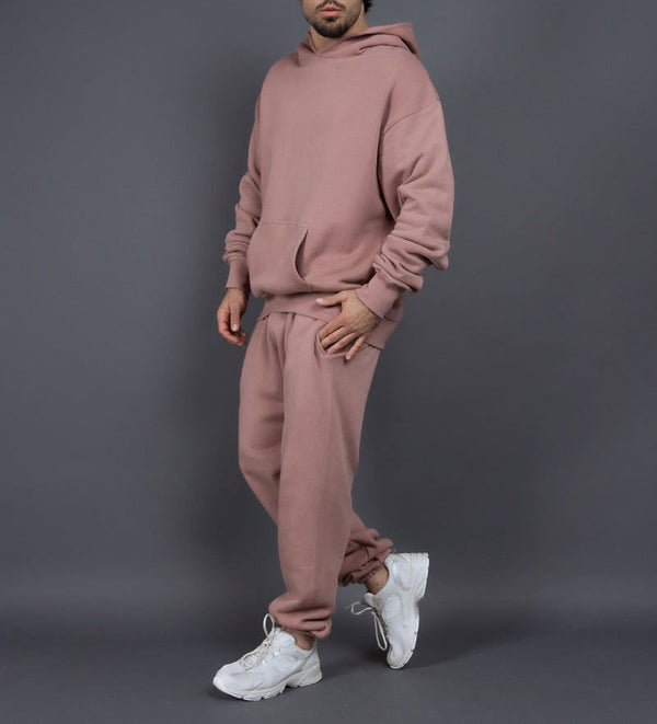 ONVTTO - Unisex Thickened Fleece Hoodie and Pants Set in Solid Color