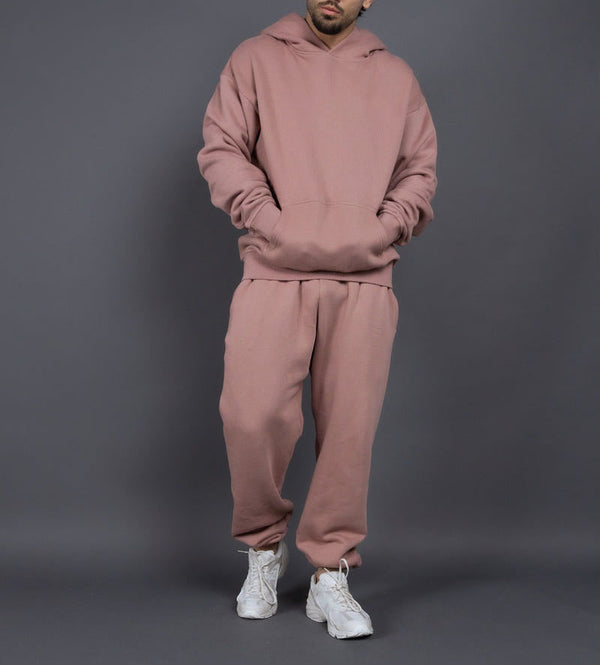 ONVTTO - Unisex Thickened Fleece Hoodie and Pants Set in Solid Color