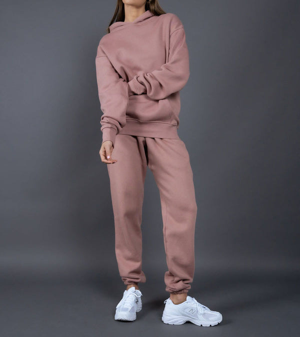 ONVTTO - Unisex Thickened Fleece Hoodie and Pants Set in Solid Color