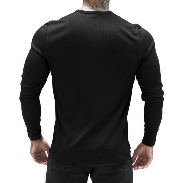 ONVTTO - Men's Sports T-Shirt 1/4 Button Long Sleeve Fitness Training Top