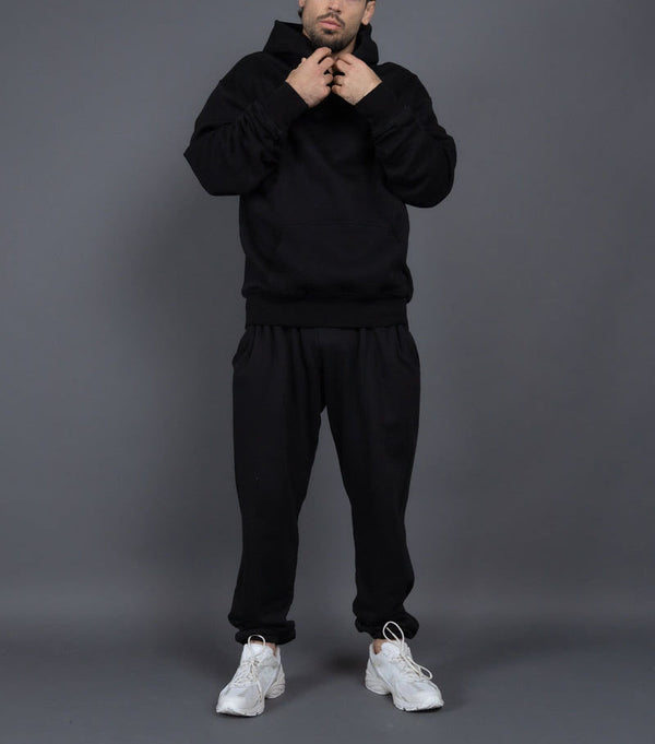 ONVTTO - Unisex Thickened Fleece Hoodie and Pants Set in Solid Color