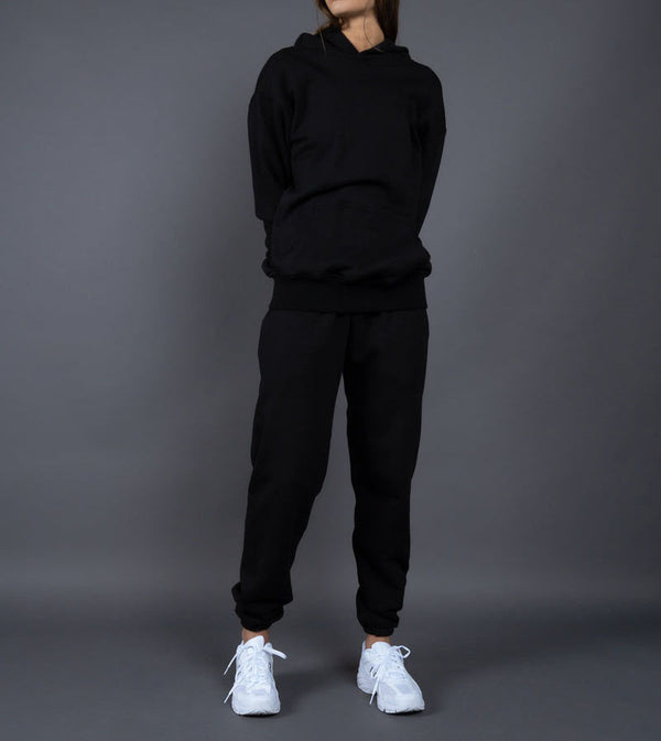 ONVTTO - Unisex Thickened Fleece Hoodie and Pants Set in Solid Color