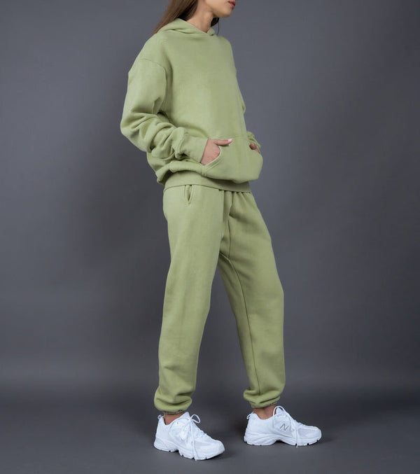 ONVTTO - Unisex Thickened Fleece Hoodie and Pants Set in Solid Color