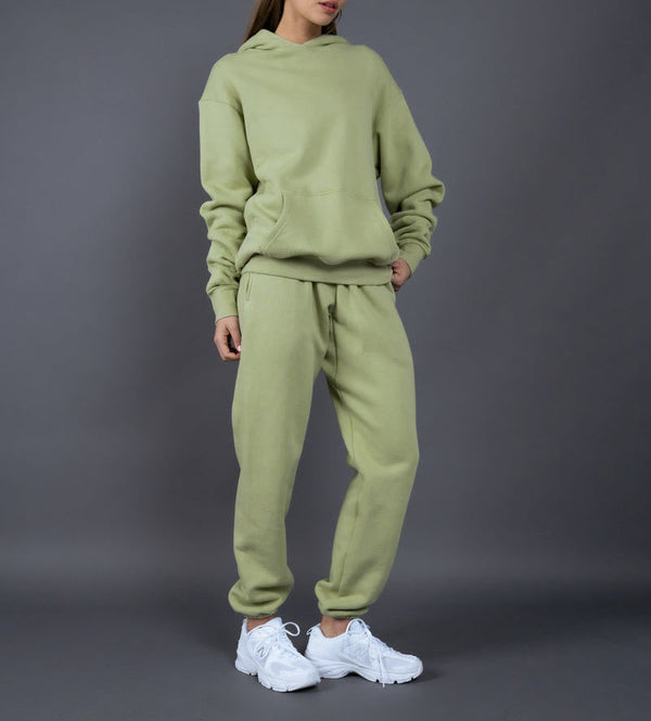 ONVTTO - Unisex Thickened Fleece Hoodie and Pants Set in Solid Color