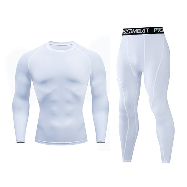 Onvtto - 2 pcs  Long Cool Dry Compression Wear Sweatsuit Set Sportswear Baselayer Top Bottoms