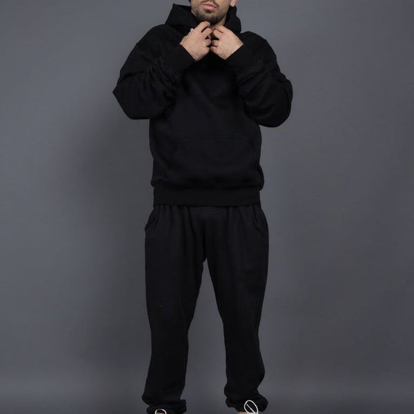 ONVTTO - Unisex Thickened Fleece Hoodie and Pants Set in Solid Color