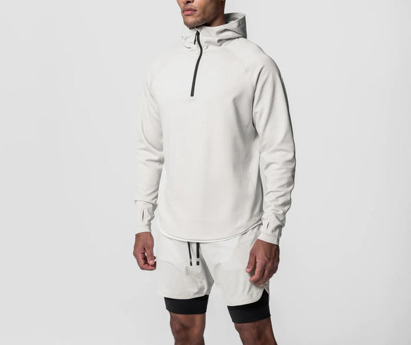 ONVTTO - Men's 1/4 Zip Casual Sports Fitness Hooded Sweatshirt