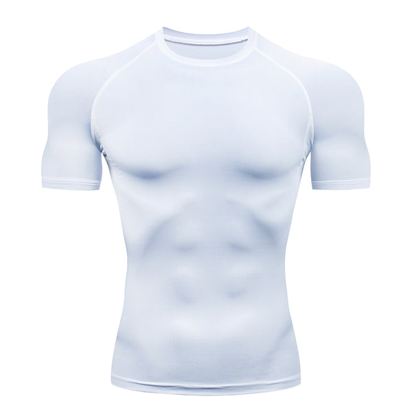 Onvtto - Men Short Sleeve T-Shirt Running Gym Workout Sportswear Training Compression Tshirt