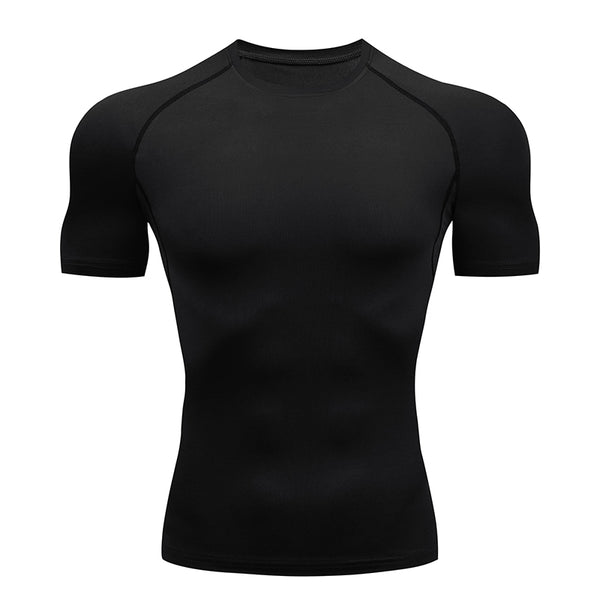 Onvtto - Men Short Sleeve T-Shirt Running Gym Workout Sportswear Training Compression Tshirt