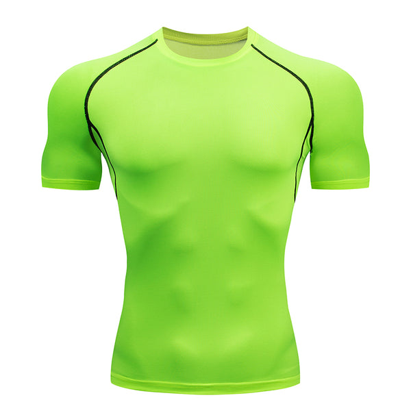 Onvtto - Men Short Sleeve T-Shirt Running Gym Workout Sportswear Training Compression Tshirt