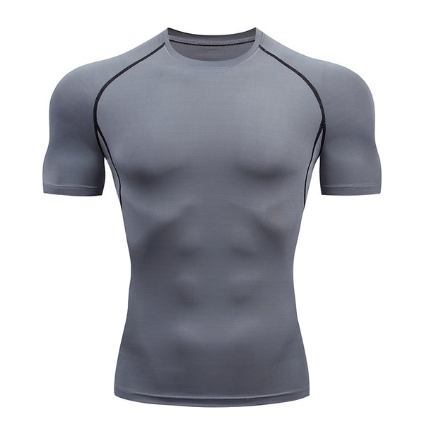 Onvtto - Men Short Sleeve T-Shirt Running Gym Workout Sportswear Training Compression Tshirt