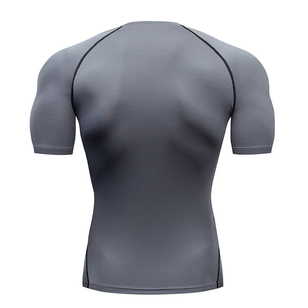 Onvtto - Men Short Sleeve T-Shirt Running Gym Workout Sportswear Training Compression Tshirt