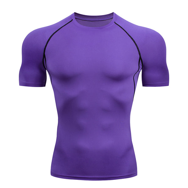 Onvtto - Men Short Sleeve T-Shirt Running Gym Workout Sportswear Training Compression Tshirt